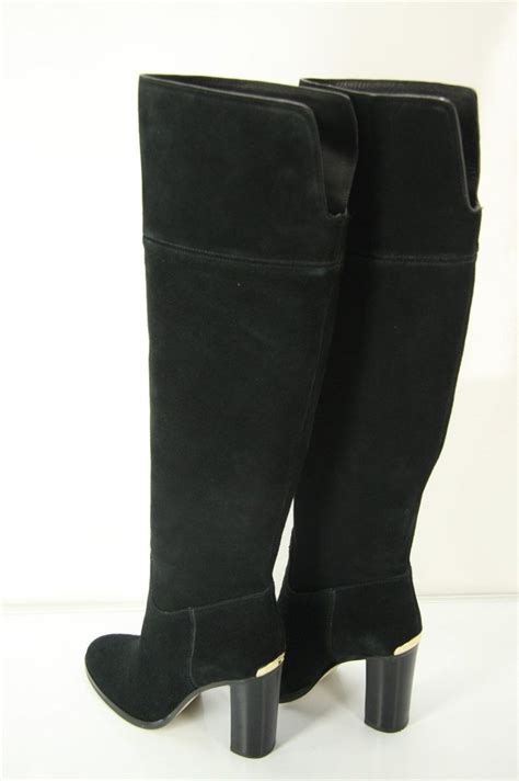 michael kors suede tall black boots|Michael Kors heeled boots.